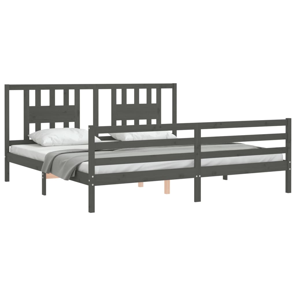 Bed Frame without Mattress Grey 200x200 cm Solid Wood