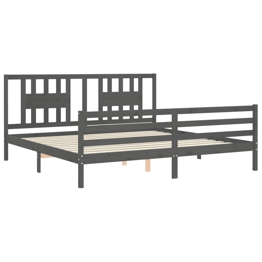Bed Frame without Mattress Grey 200x200 cm Solid Wood