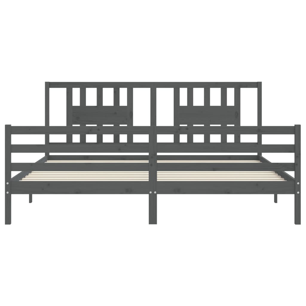 Bed Frame without Mattress Grey 200x200 cm Solid Wood