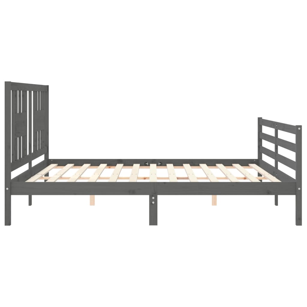 Bed Frame without Mattress Grey 200x200 cm Solid Wood