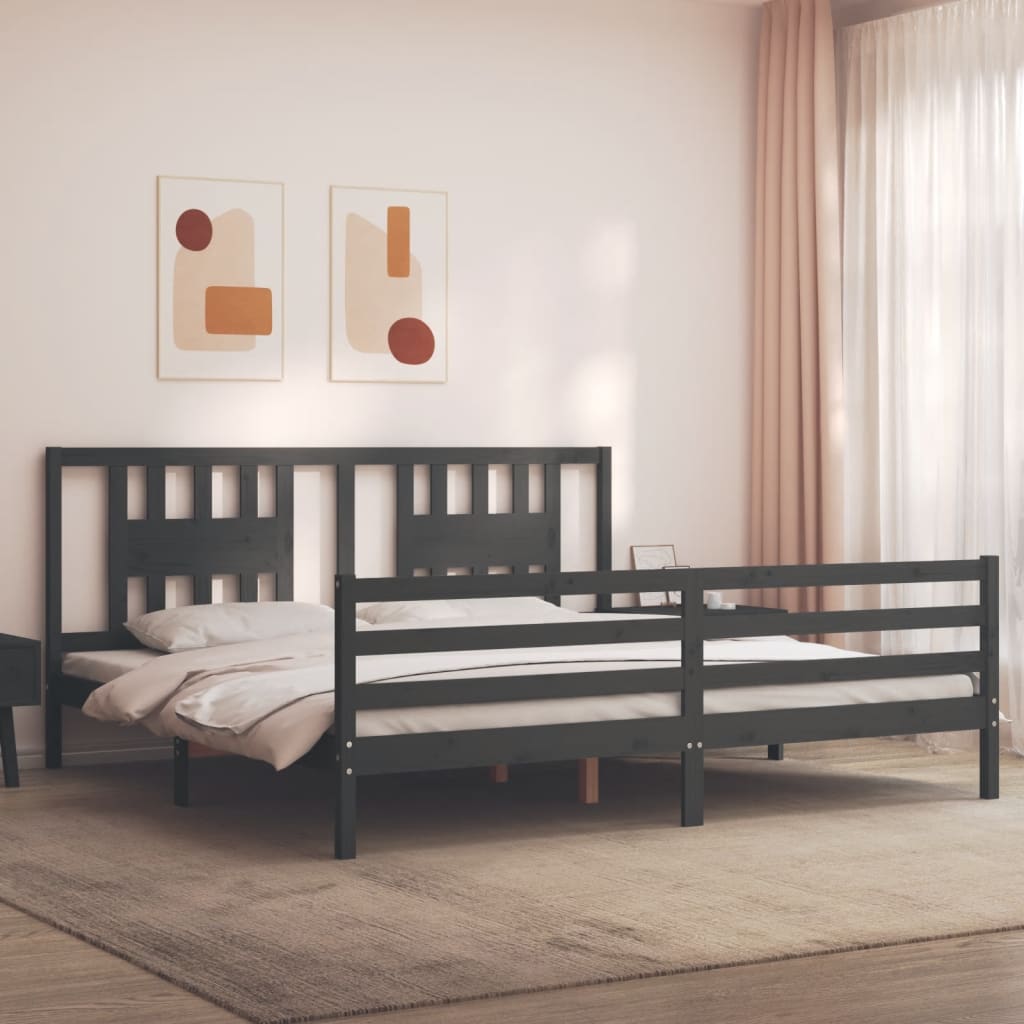 Bed Frame without Mattress Grey 200x200 cm Solid Wood