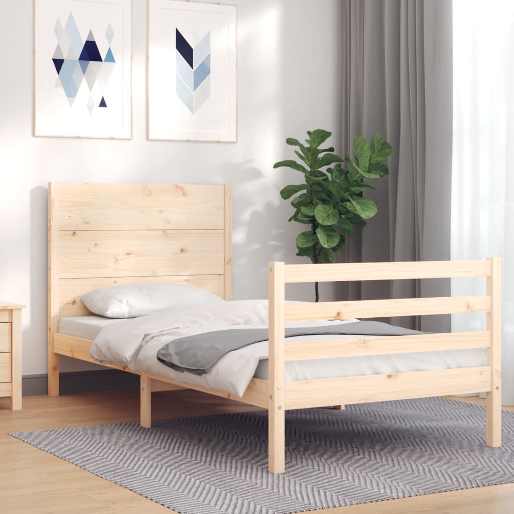 Bed Frame without Mattress Single Solid Wood