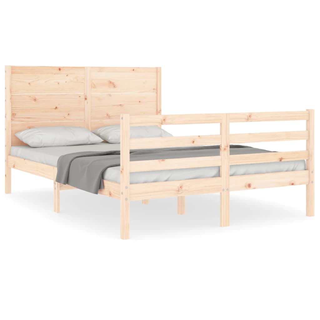 Bed Frame without Mattress Double Solid Wood