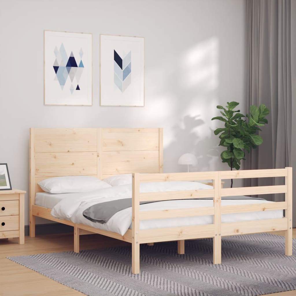 Bed Frame without Mattress Double Solid Wood