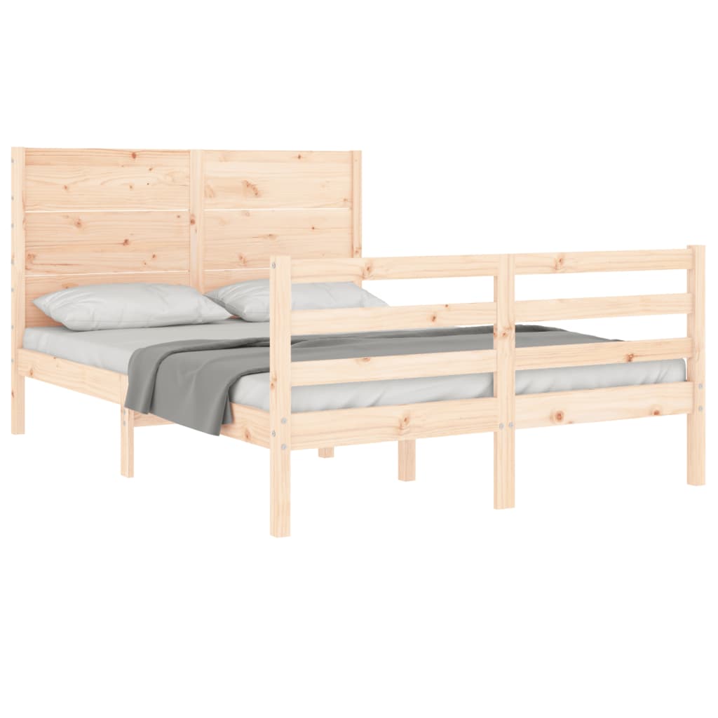 Bed Frame without Mattress Double Solid Wood