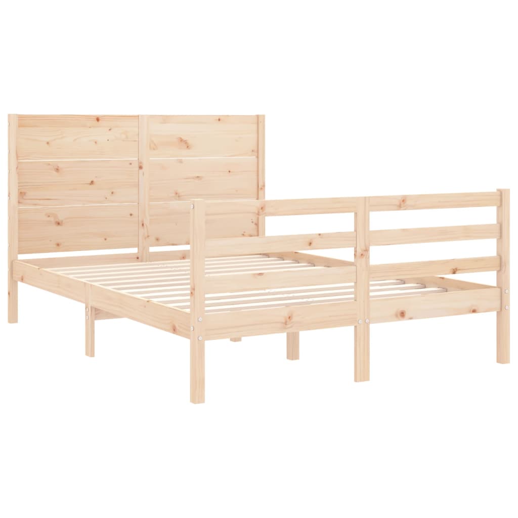 Bed Frame without Mattress Double Solid Wood