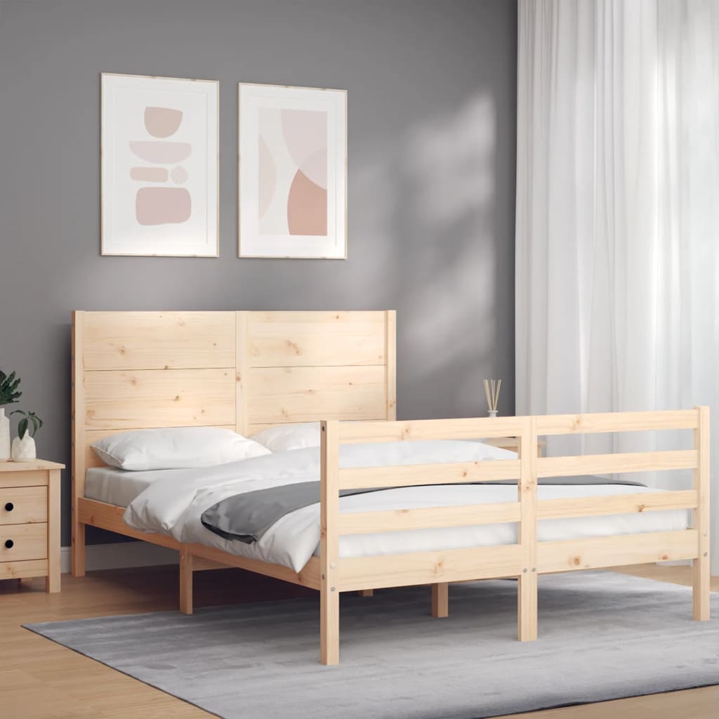 Bed Frame without Mattress Double Solid Wood