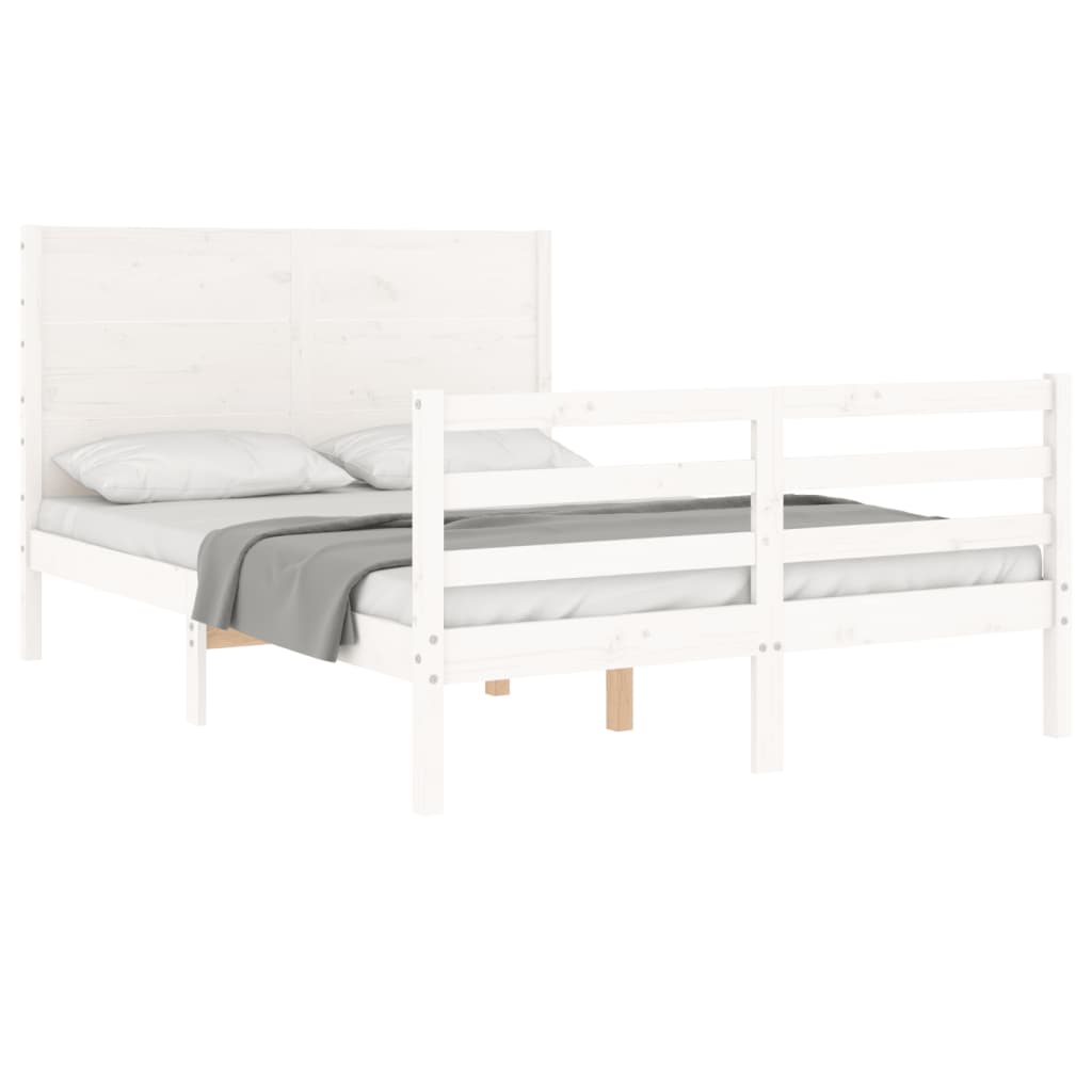 Bed Frame without Mattress White 140x190 cm Solid Wood