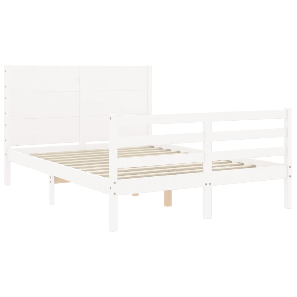 Bed Frame without Mattress White 140x190 cm Solid Wood