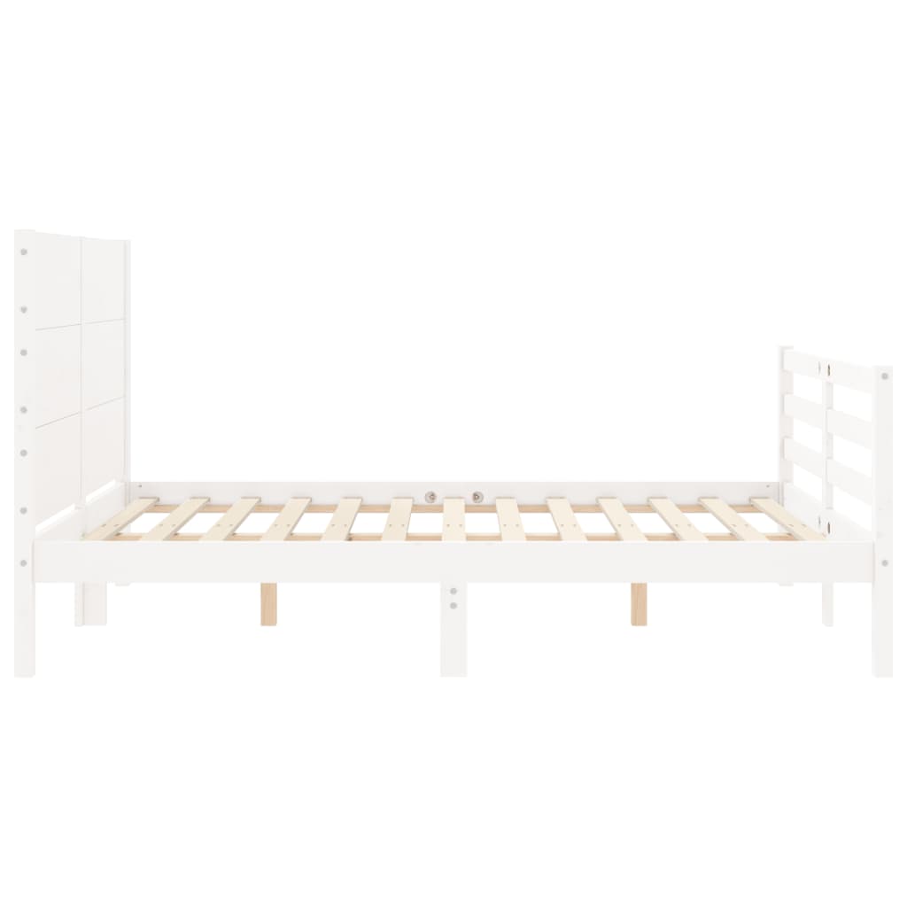 Bed Frame without Mattress White 140x190 cm Solid Wood