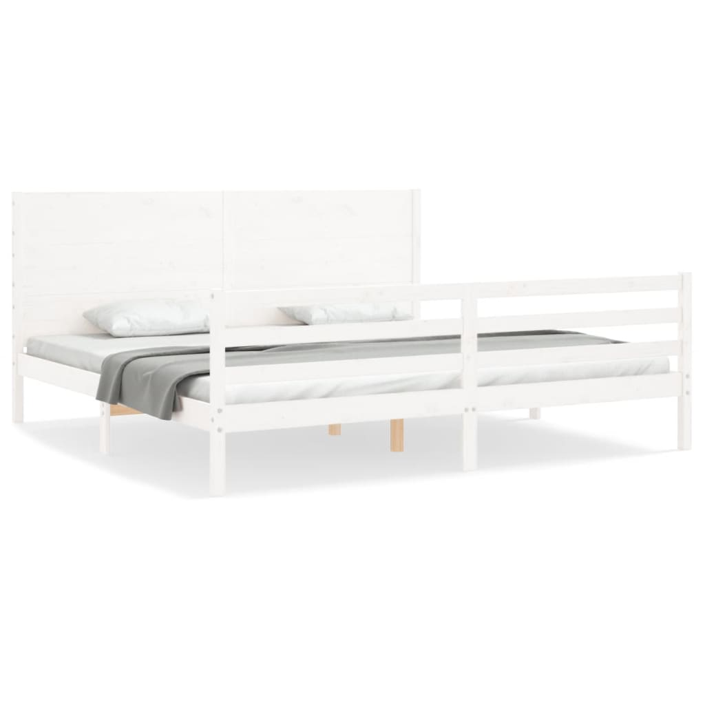 Bed Frame without Mattress White 200x200 cm Solid Wood