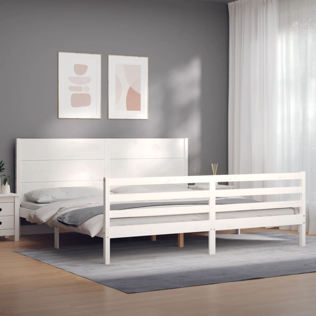 Bed Frame without Mattress White 200x200 cm Solid Wood