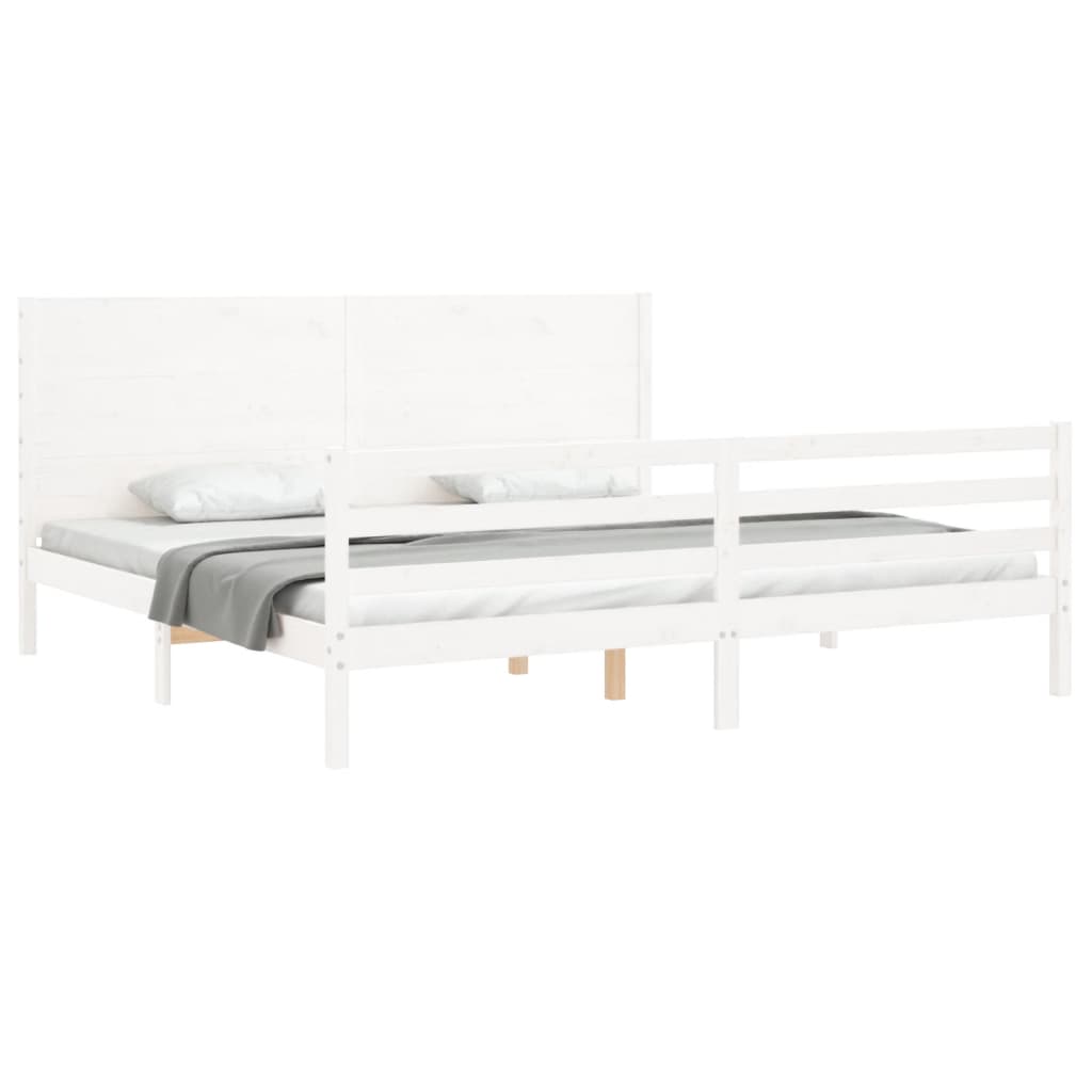 Bed Frame without Mattress White 200x200 cm Solid Wood