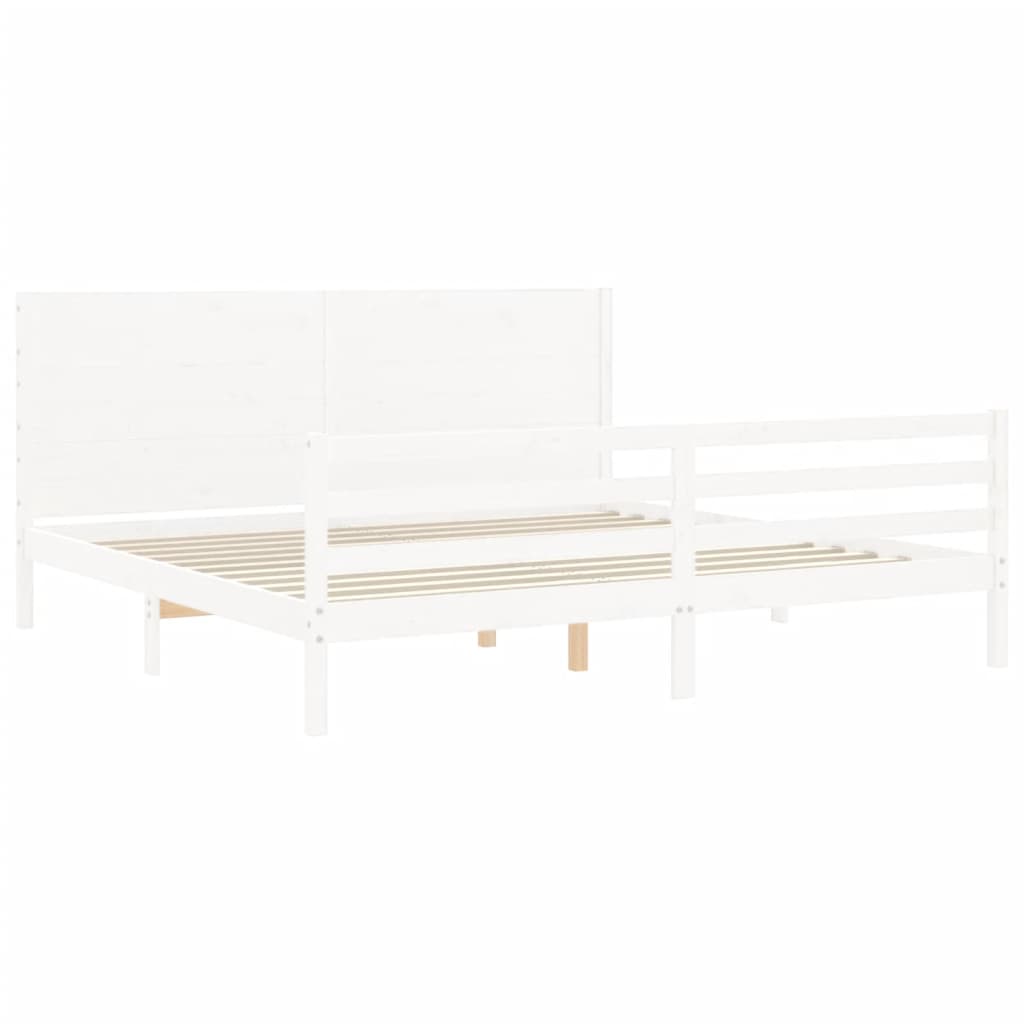 Bed Frame without Mattress White 200x200 cm Solid Wood