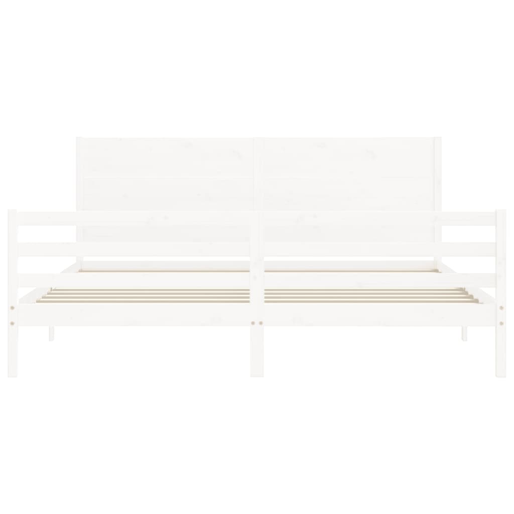 Bed Frame without Mattress White 200x200 cm Solid Wood