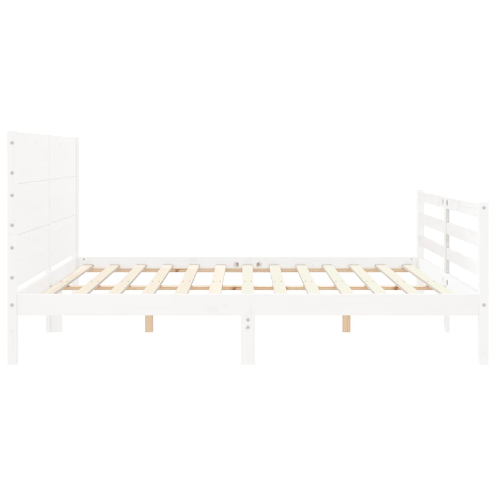 Bed Frame without Mattress White 200x200 cm Solid Wood