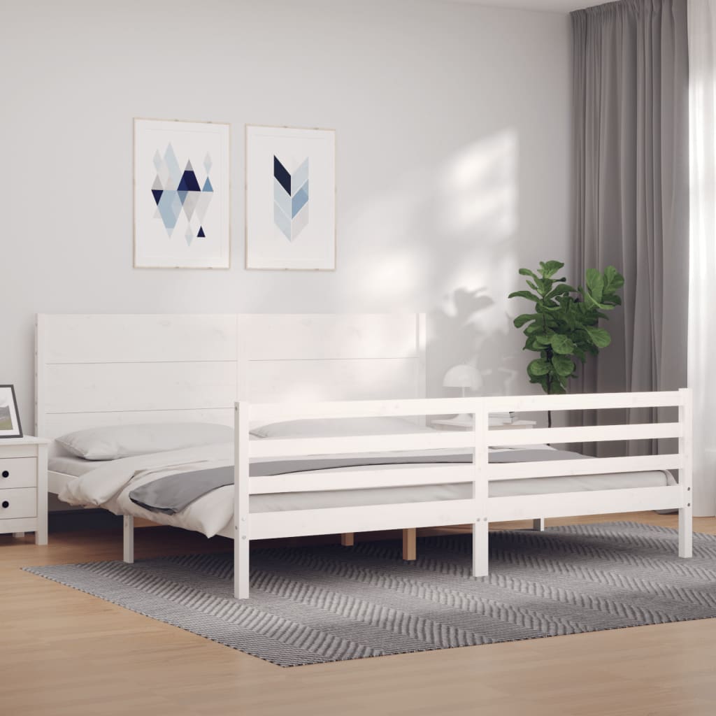 Bed Frame without Mattress White 200x200 cm Solid Wood