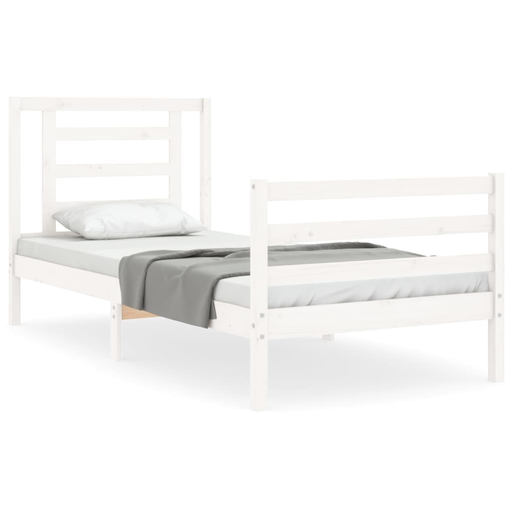 Bed Frame without Mattress White Small Single Solid Wood