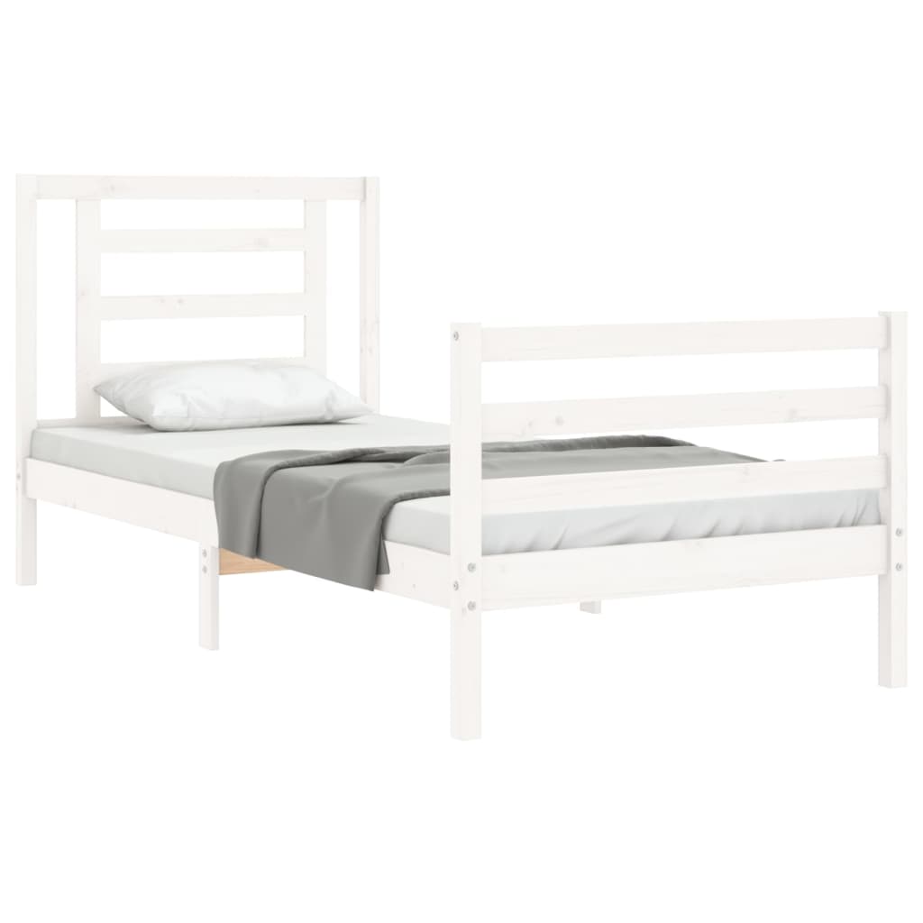 Bed Frame without Mattress White Small Single Solid Wood