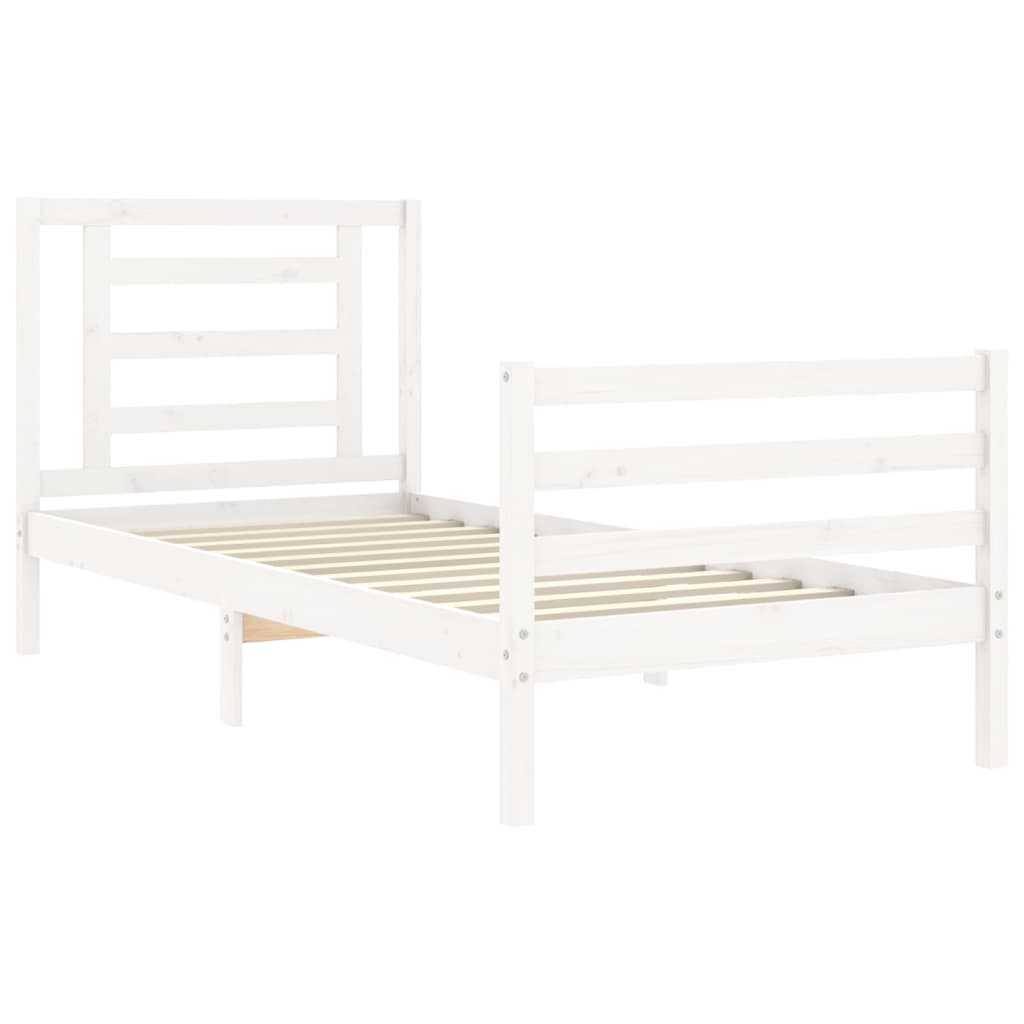 Bed Frame without Mattress White Small Single Solid Wood