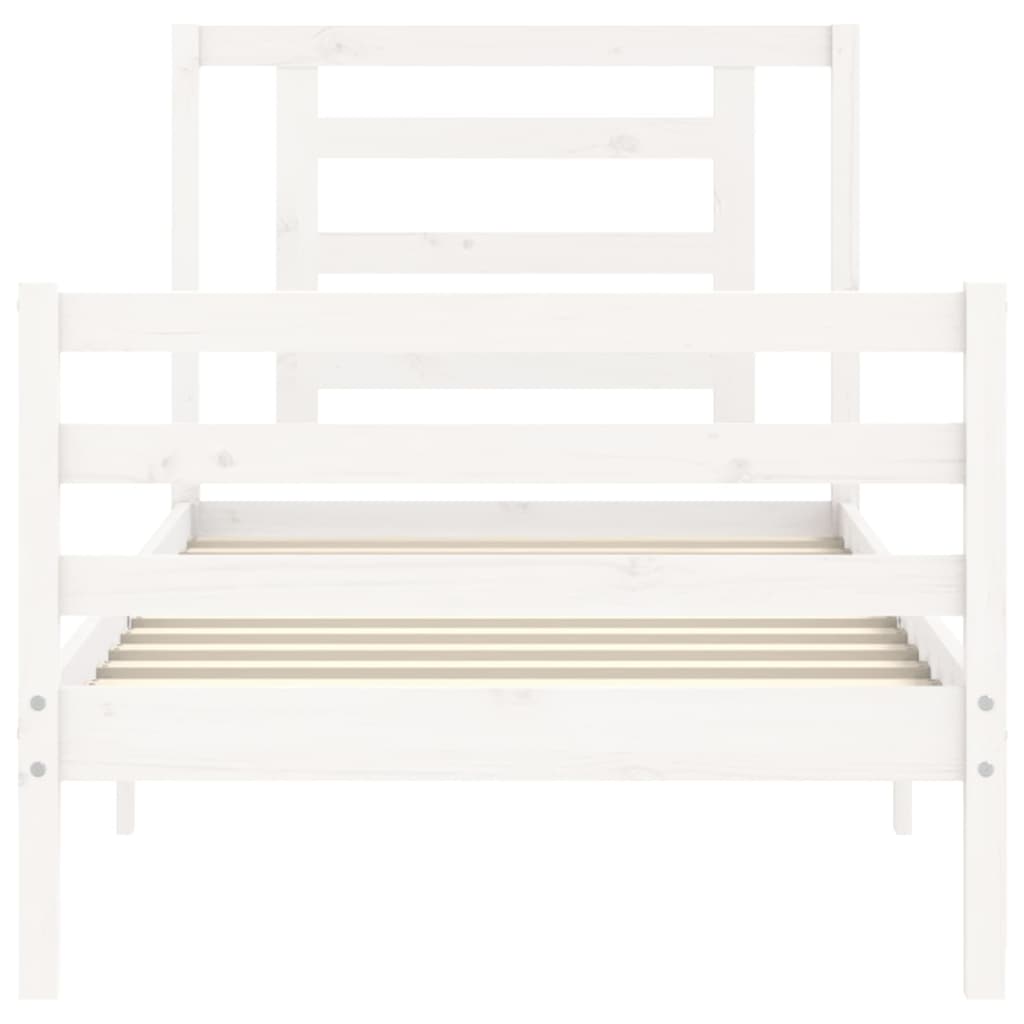 Bed Frame without Mattress White Small Single Solid Wood