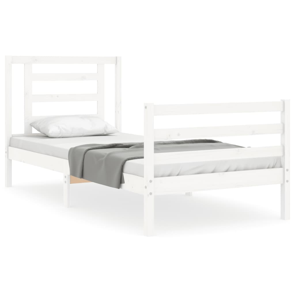 Bed Frame without Mattress White 90x200 cm Solid Wood