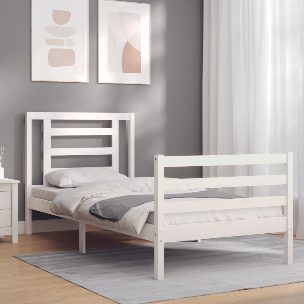 Bed Frame without Mattress White 90x200 cm Solid Wood