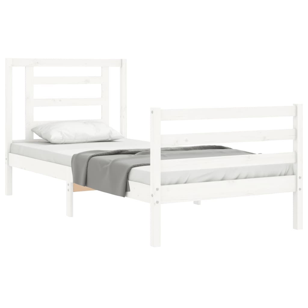 Bed Frame without Mattress White 90x200 cm Solid Wood