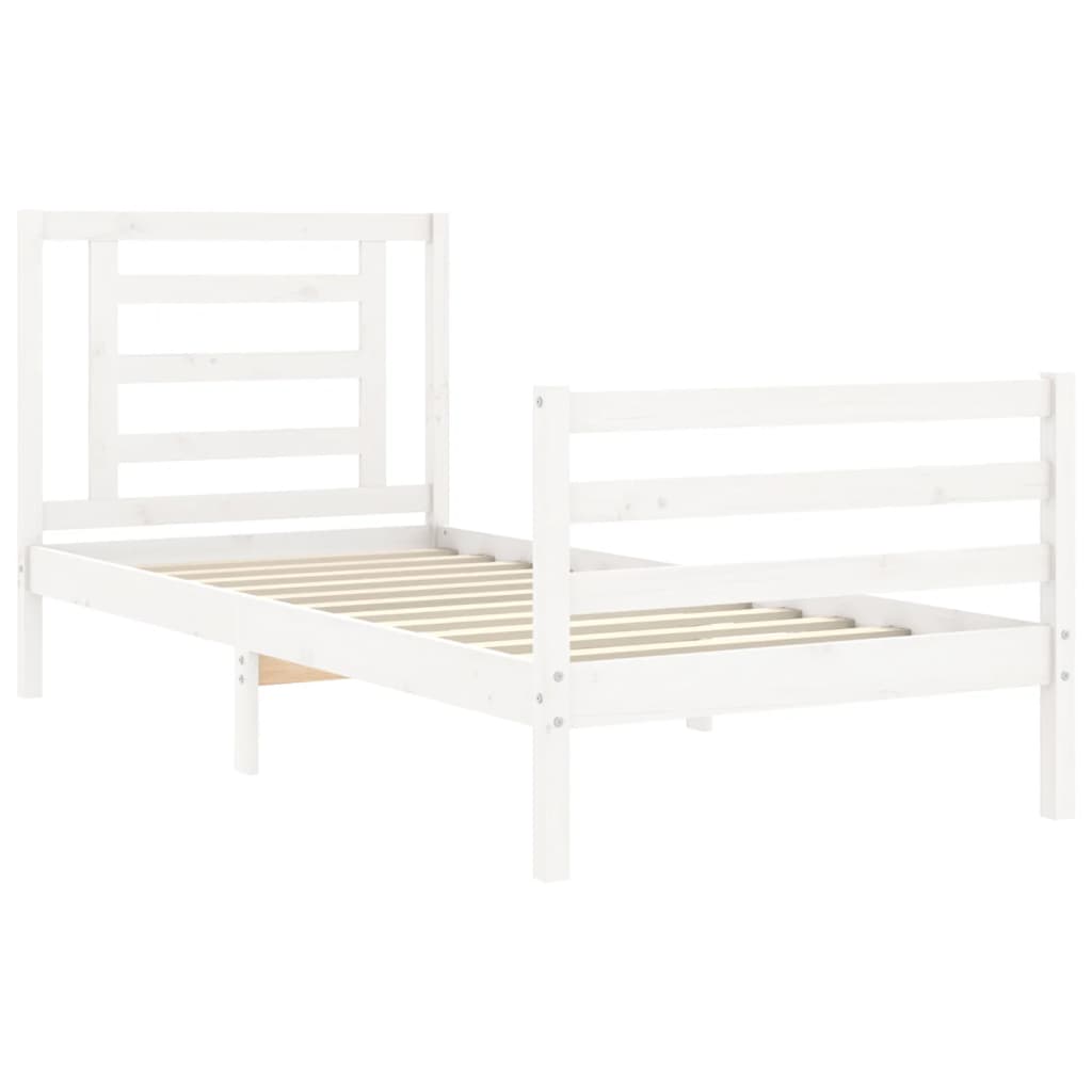 Bed Frame without Mattress White 90x200 cm Solid Wood