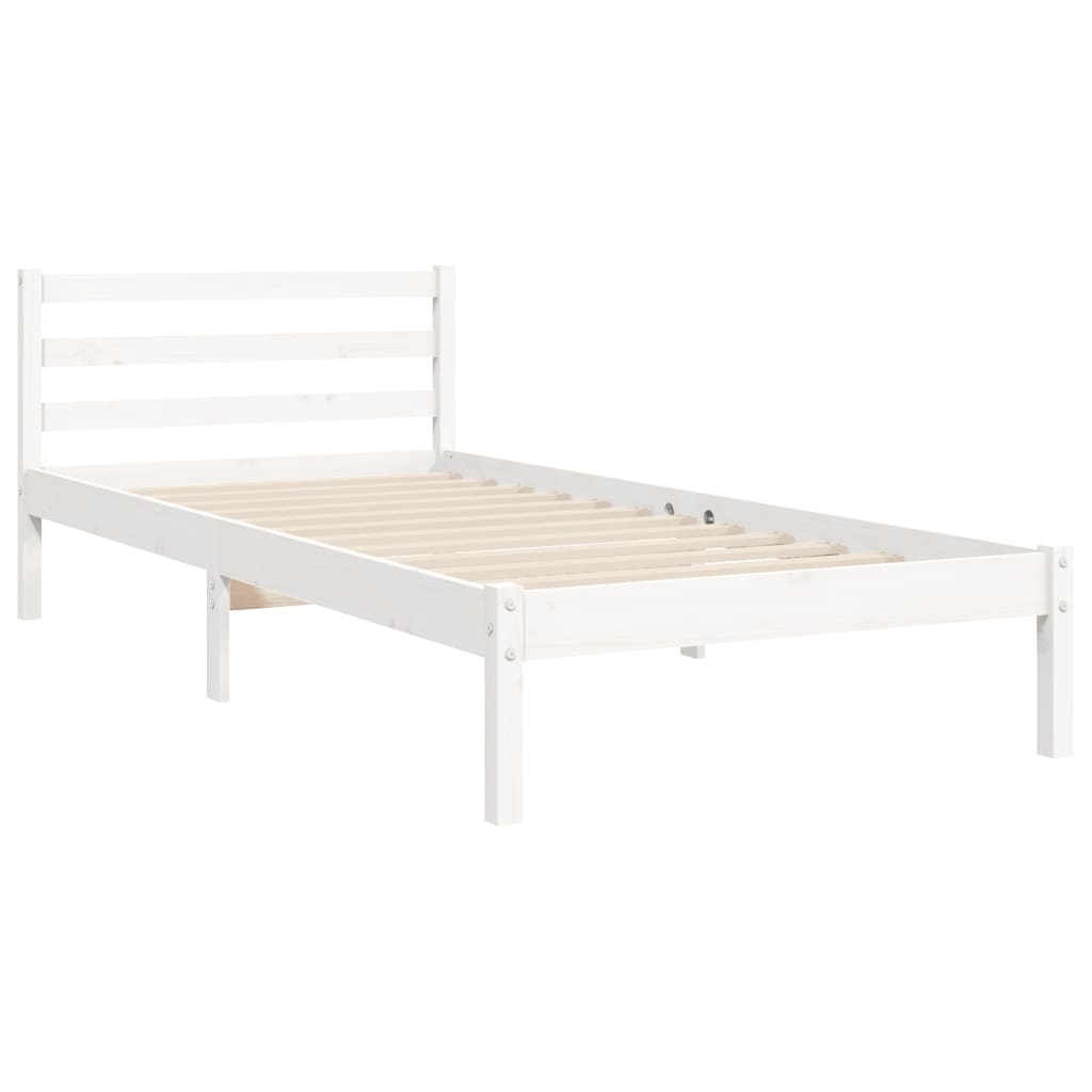 Bed Frame without Mattress White 90x200 cm Solid Wood