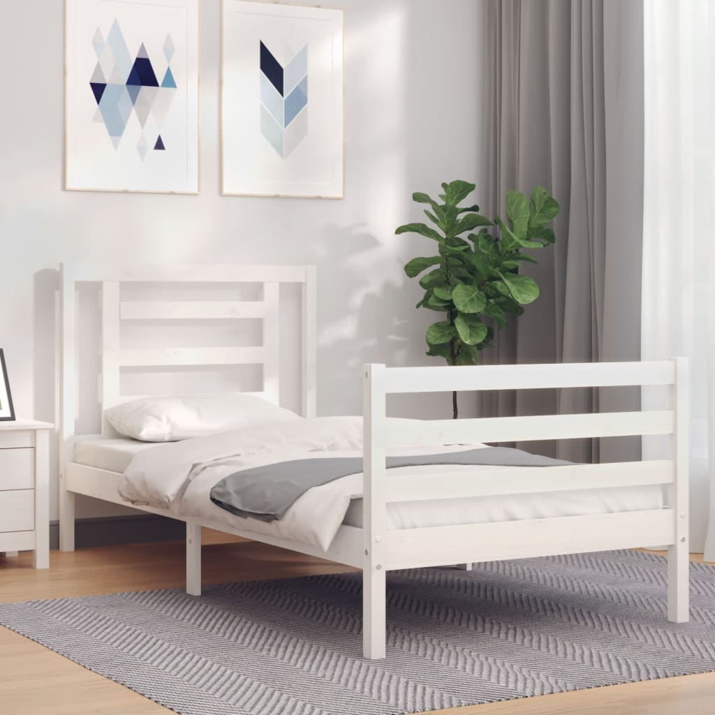 Bed Frame without Mattress White 90x200 cm Solid Wood
