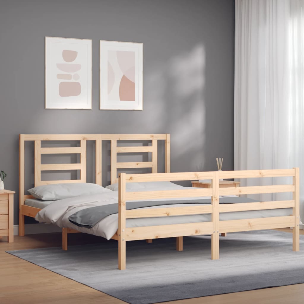 Bed Frame without Mattress King Size Solid Wood