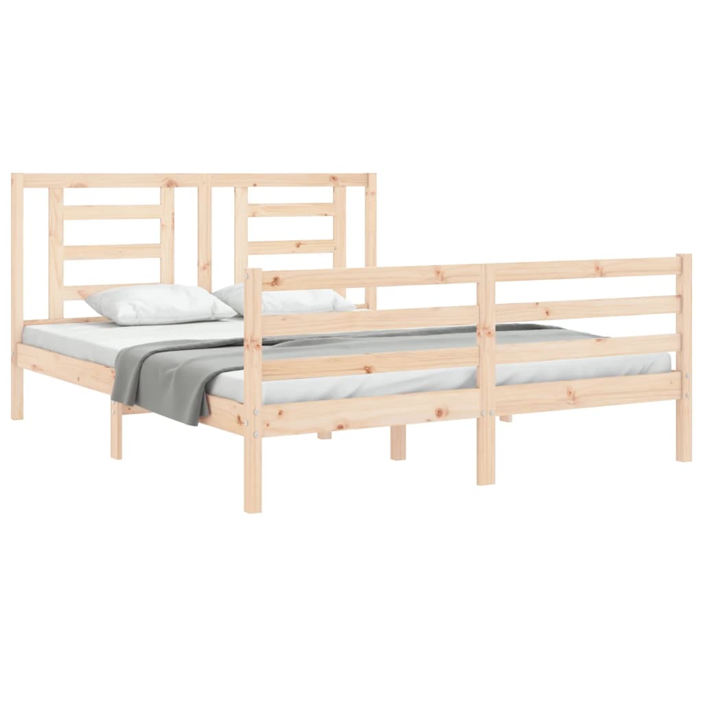 Bed Frame without Mattress King Size Solid Wood