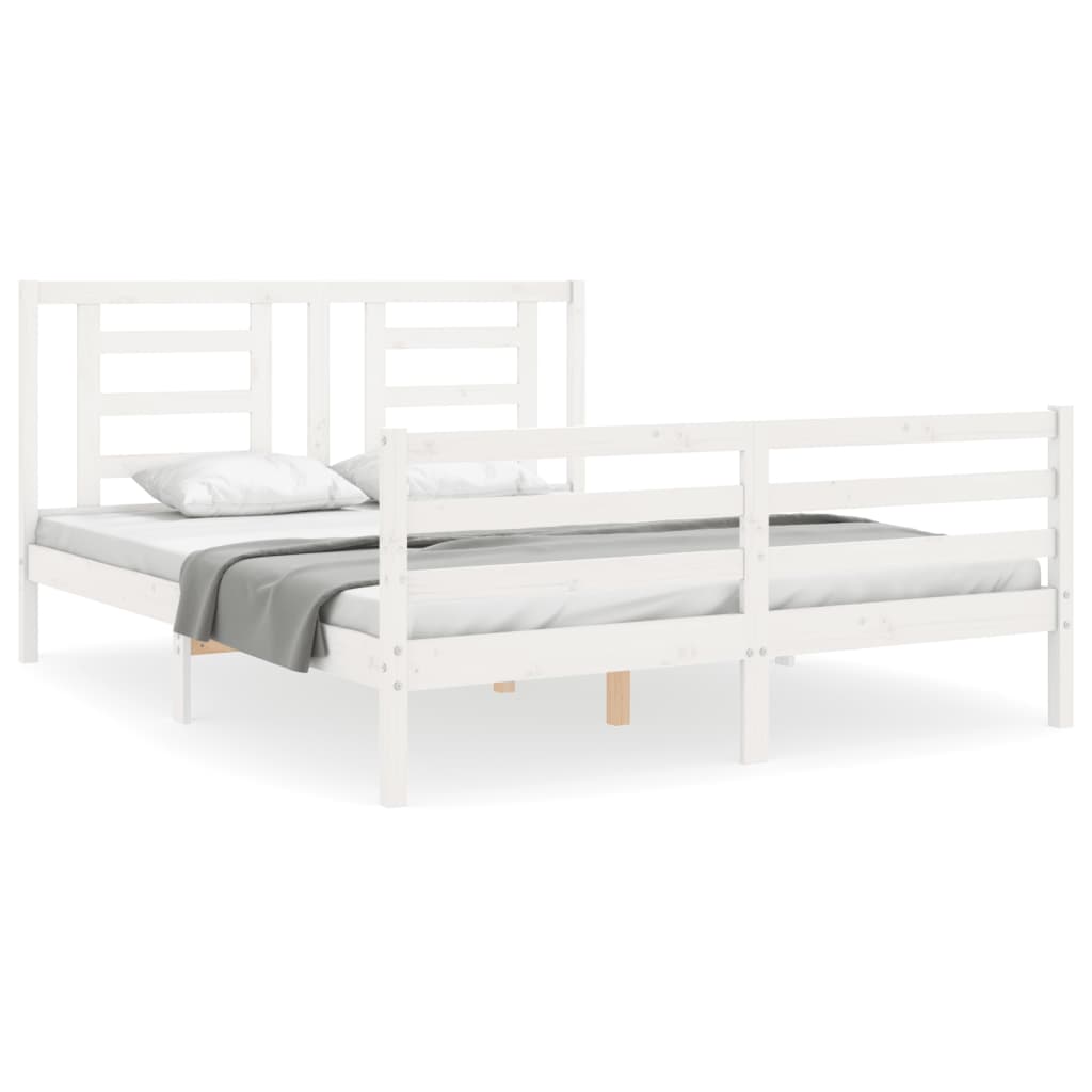 Bed Frame without Mattress White 160x200 cm Solid Wood