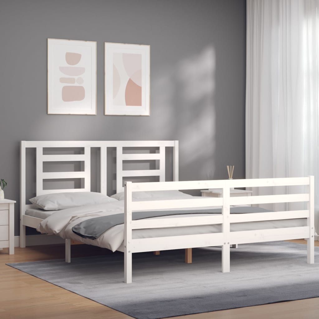 Bed Frame without Mattress White 160x200 cm Solid Wood