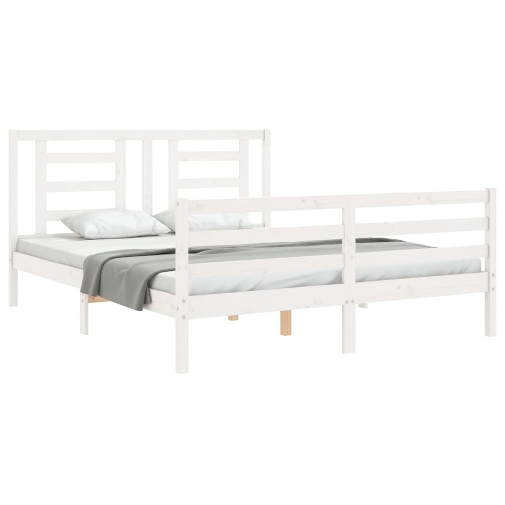 Bed Frame without Mattress White 160x200 cm Solid Wood