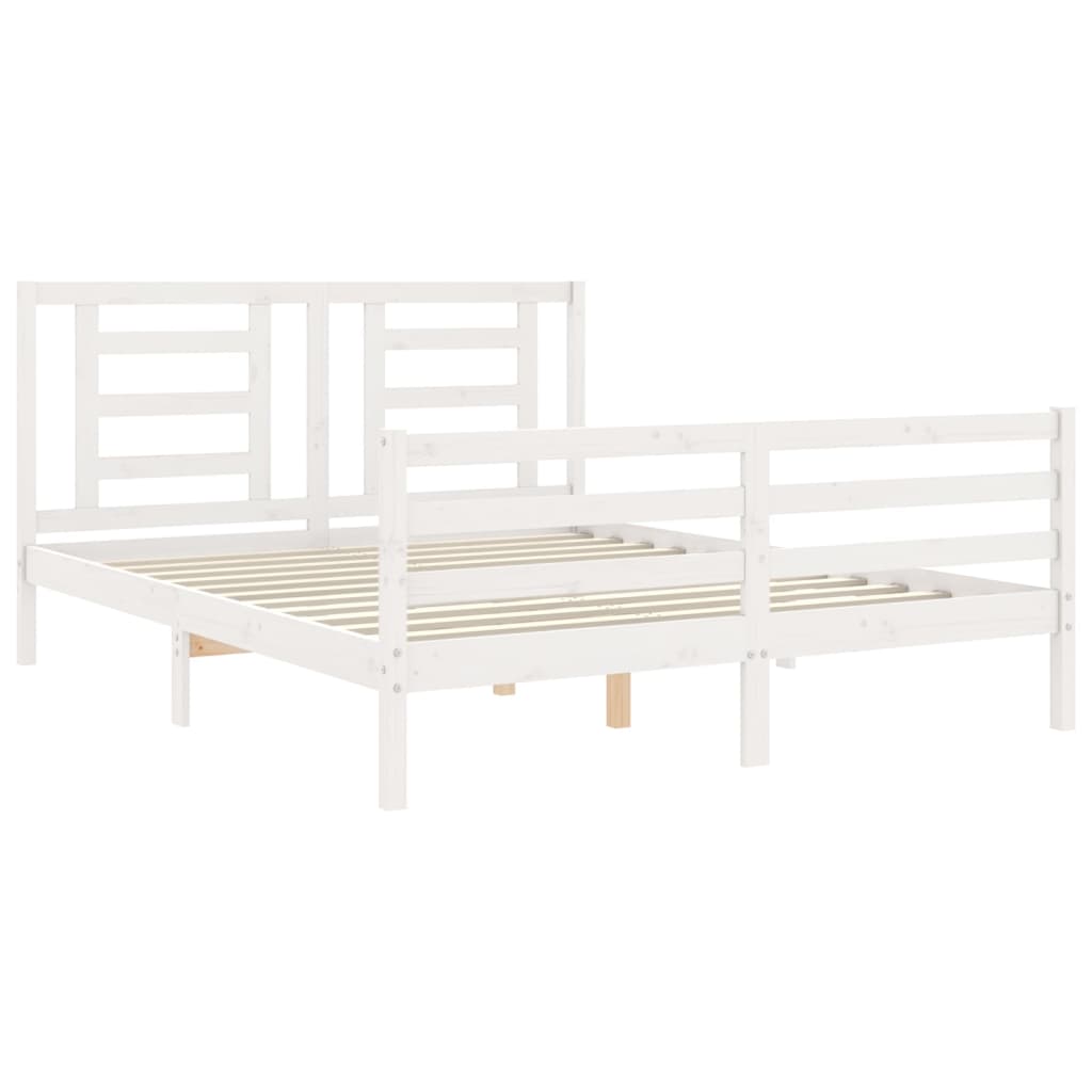 Bed Frame without Mattress White 160x200 cm Solid Wood