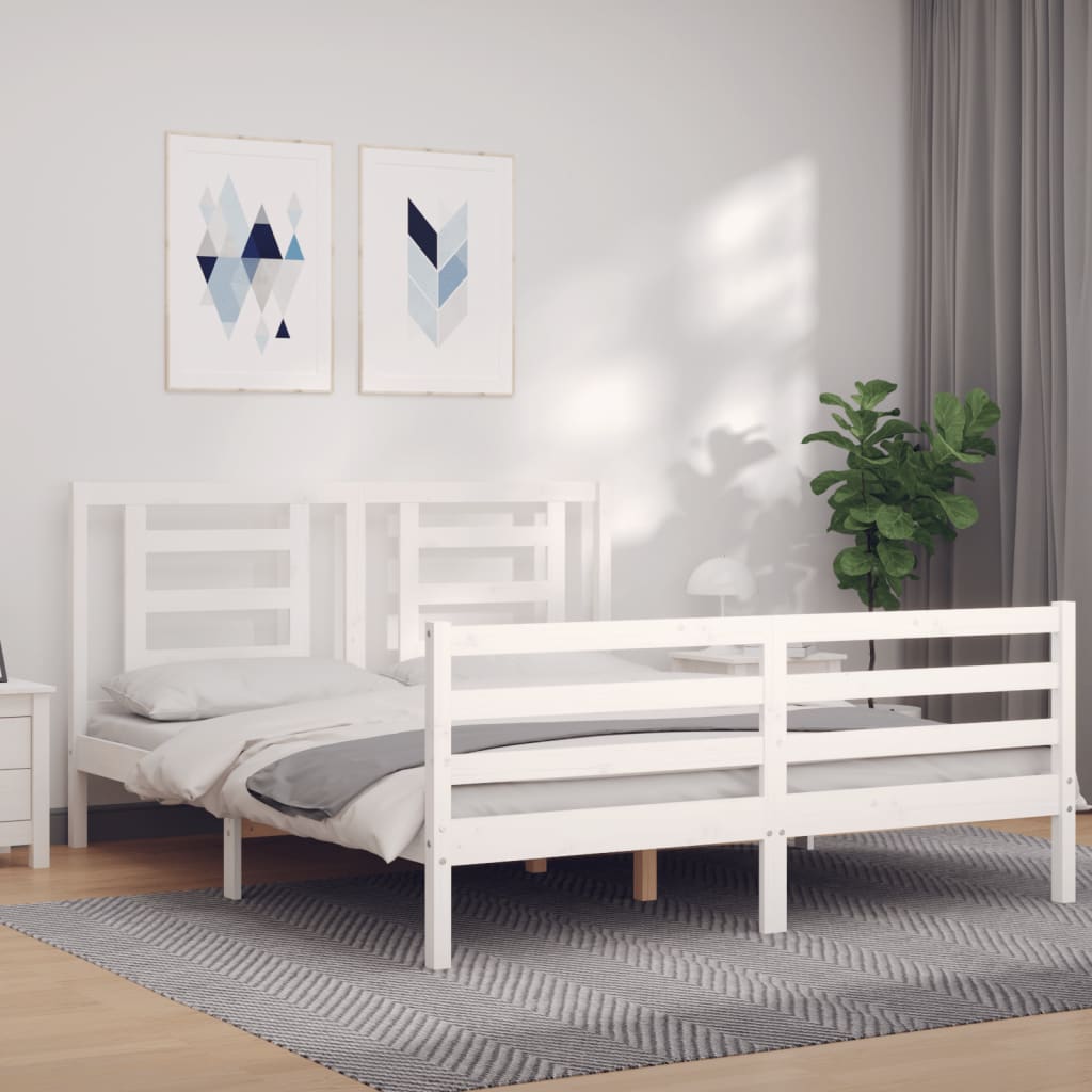 Bed Frame without Mattress White 160x200 cm Solid Wood