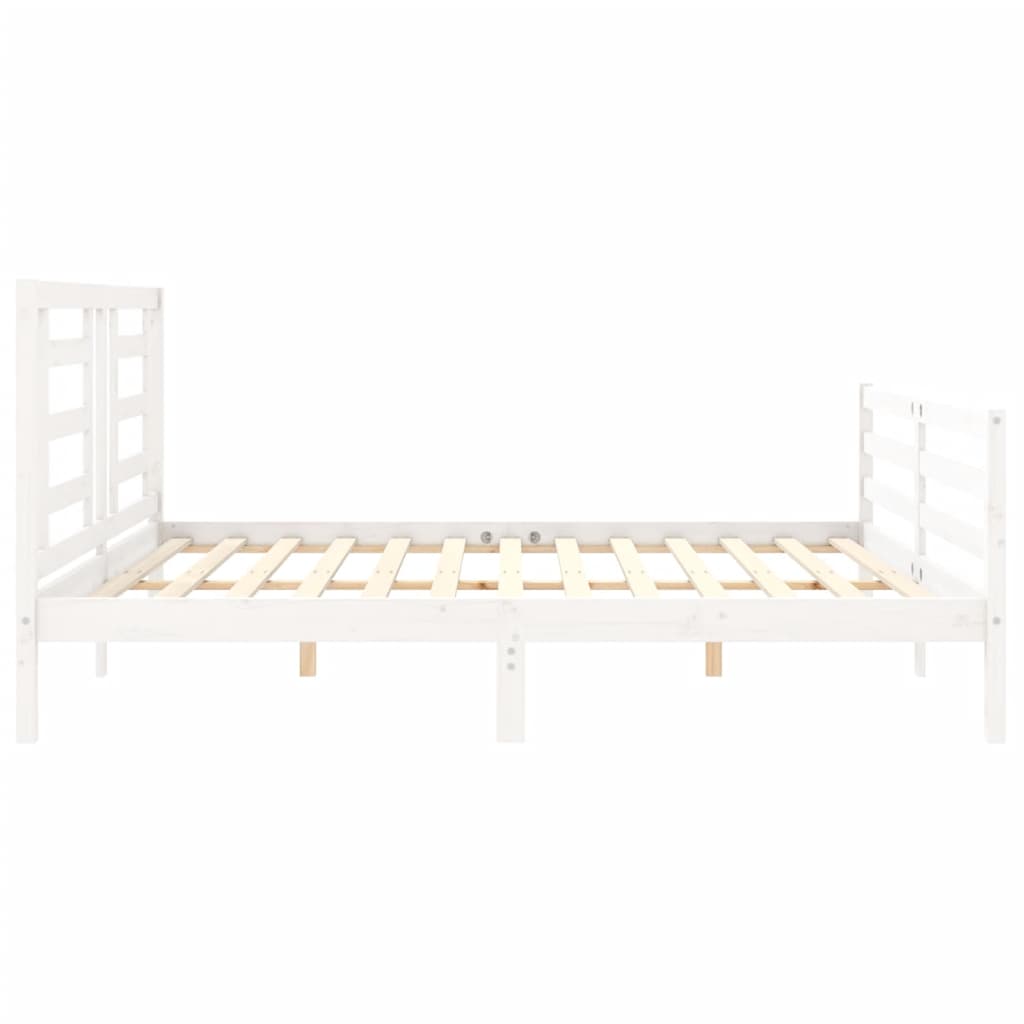 Bed Frame without Mattress White Super King Size Solid Wood