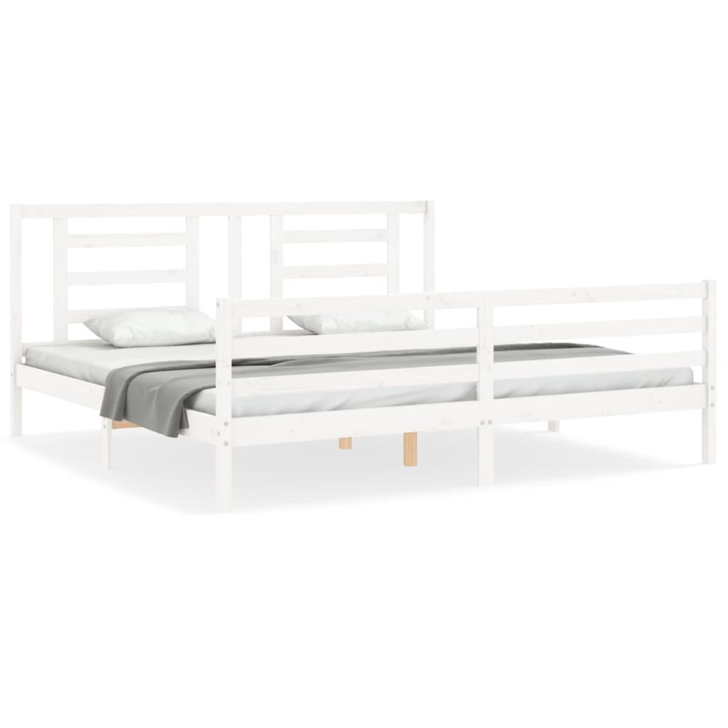 Bed Frame without Mattress White 200x200 cm Solid Wood