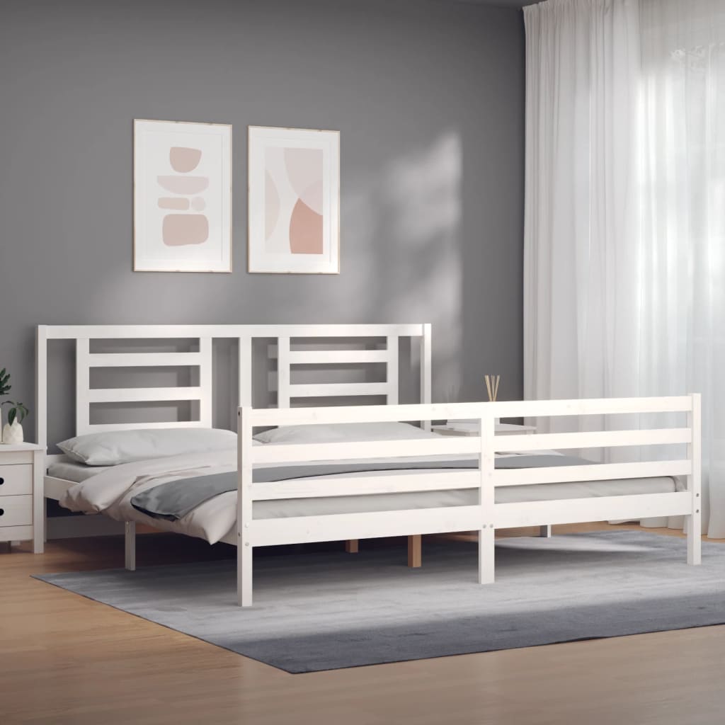 Bed Frame without Mattress White 200x200 cm Solid Wood