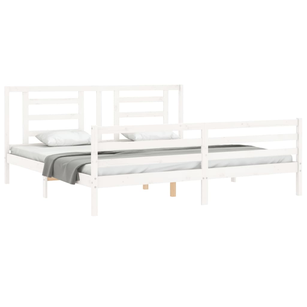 Bed Frame without Mattress White 200x200 cm Solid Wood