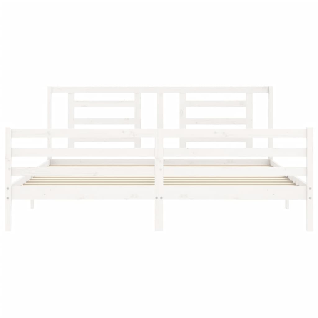 Bed Frame without Mattress White 200x200 cm Solid Wood