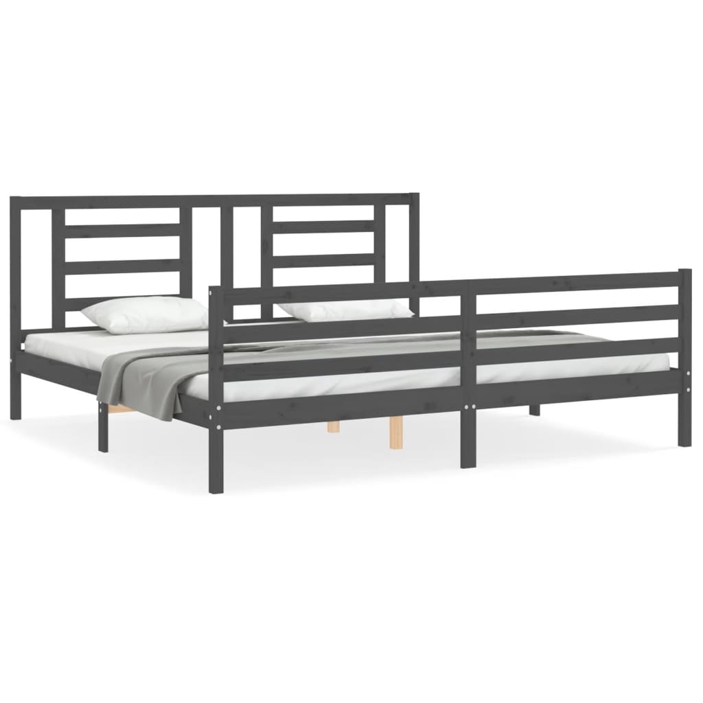 Bed Frame without Mattress Grey 200x200 cm Solid Wood