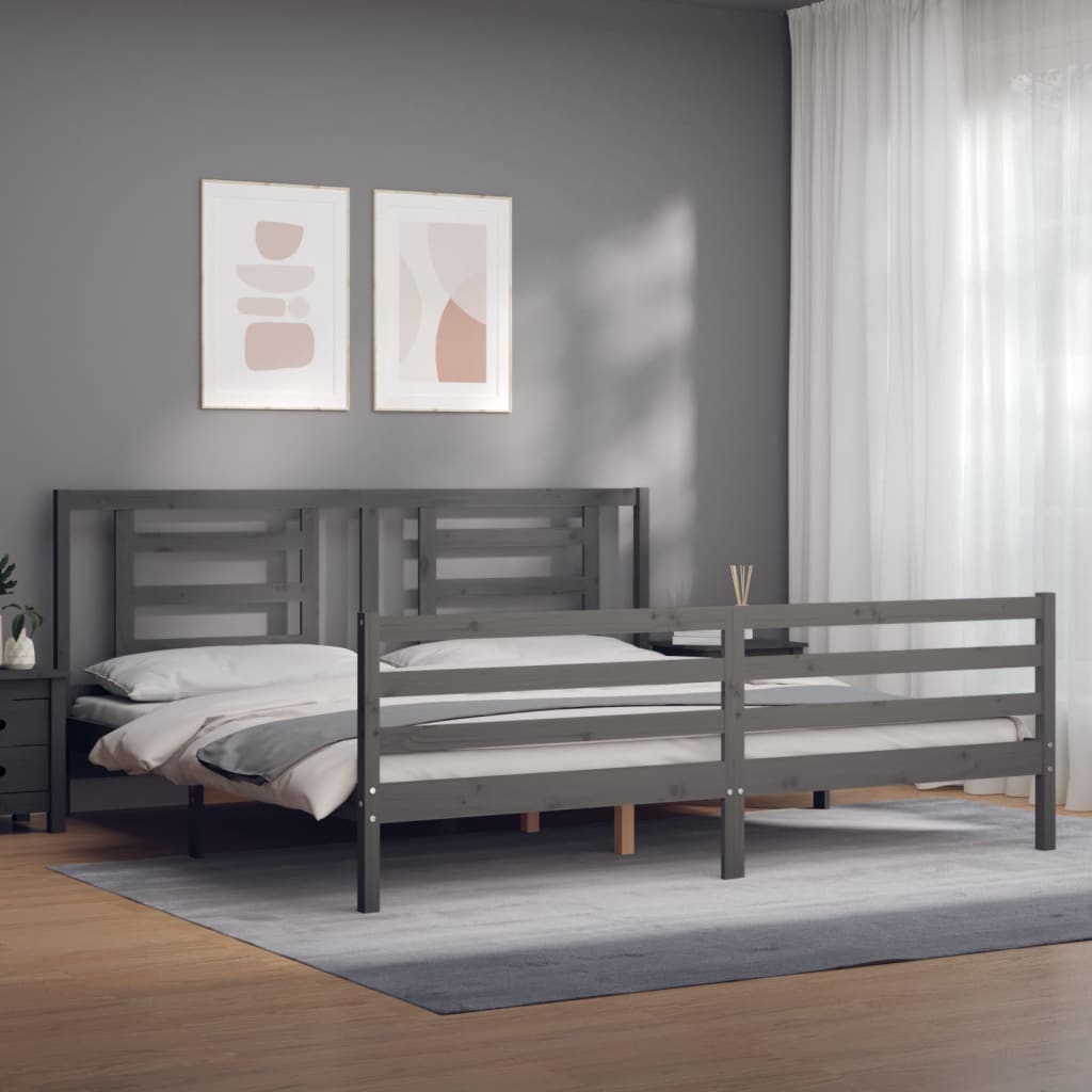 Bed Frame without Mattress Grey 200x200 cm Solid Wood