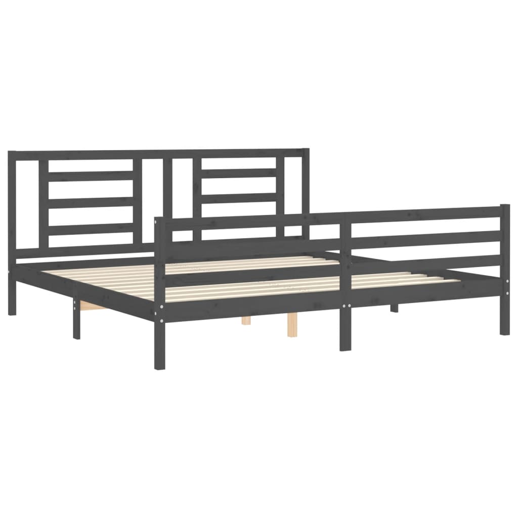 Bed Frame without Mattress Grey 200x200 cm Solid Wood