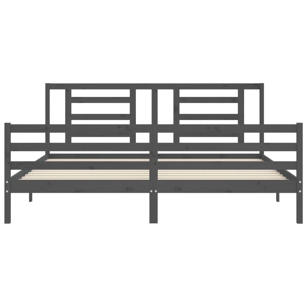 Bed Frame without Mattress Grey 200x200 cm Solid Wood