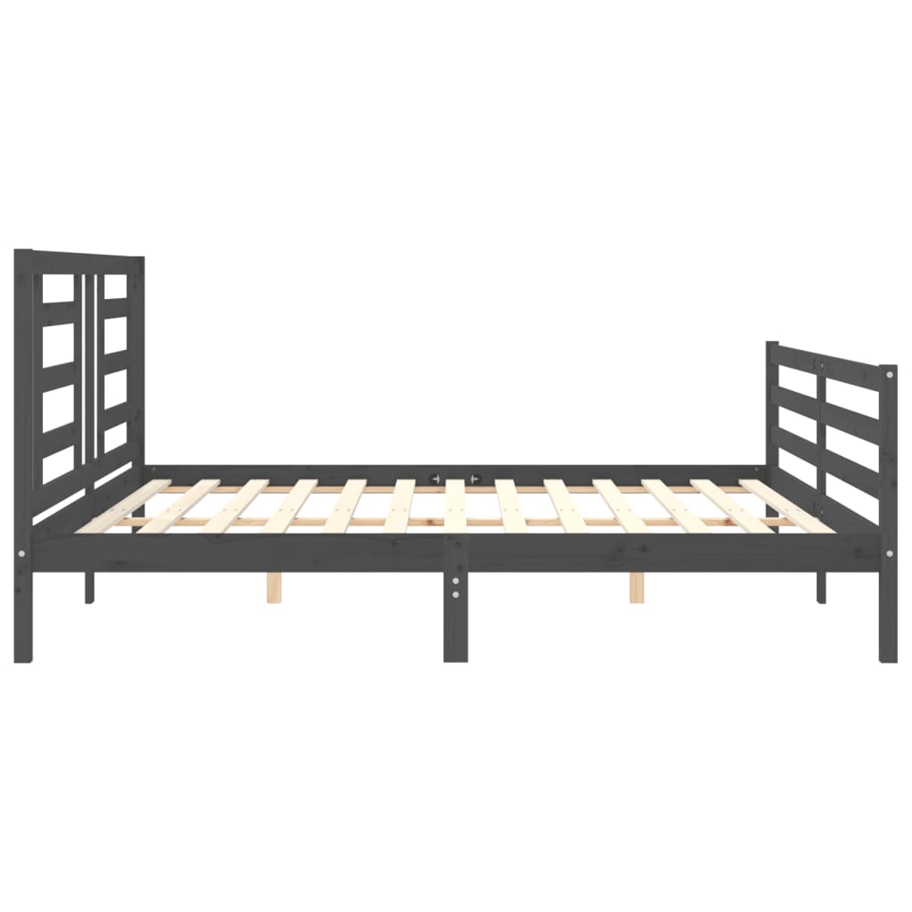 Bed Frame without Mattress Grey 200x200 cm Solid Wood