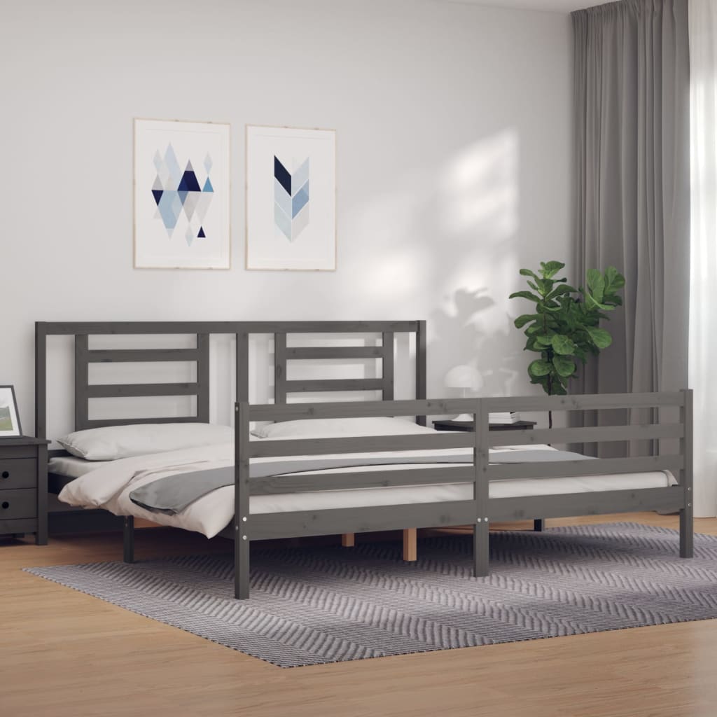 Bed Frame without Mattress Grey 200x200 cm Solid Wood