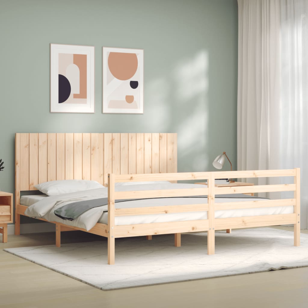 Bed Frame without Mattress Super King Size Solid Wood